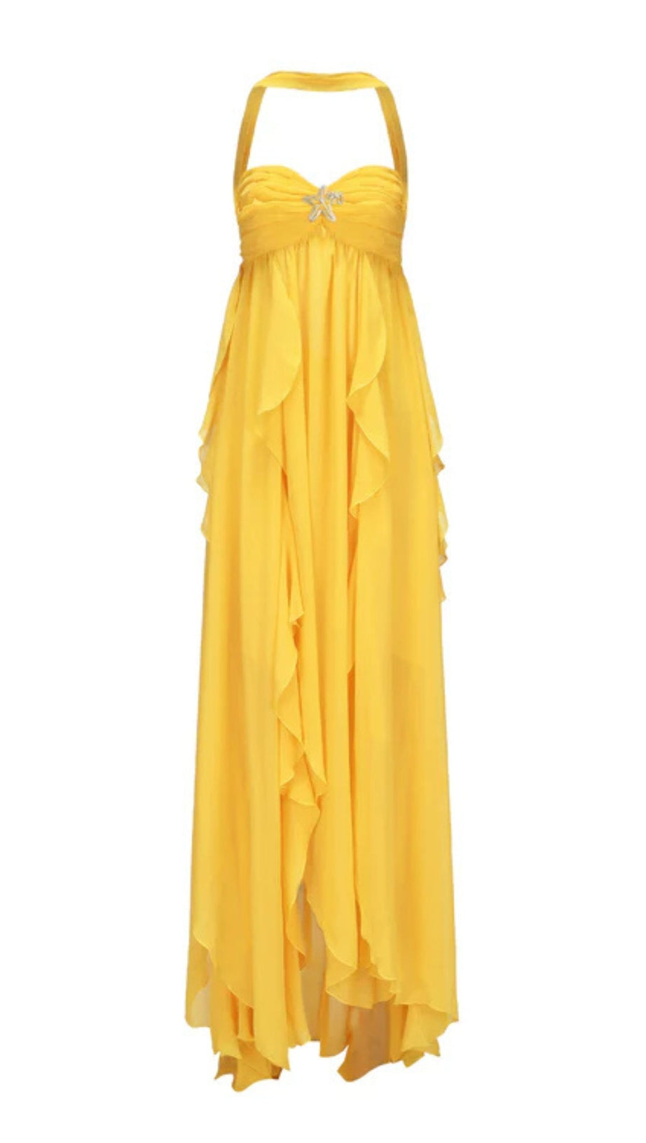 ELEGANT YELLOW STRAPLESS MAXI DRESS
