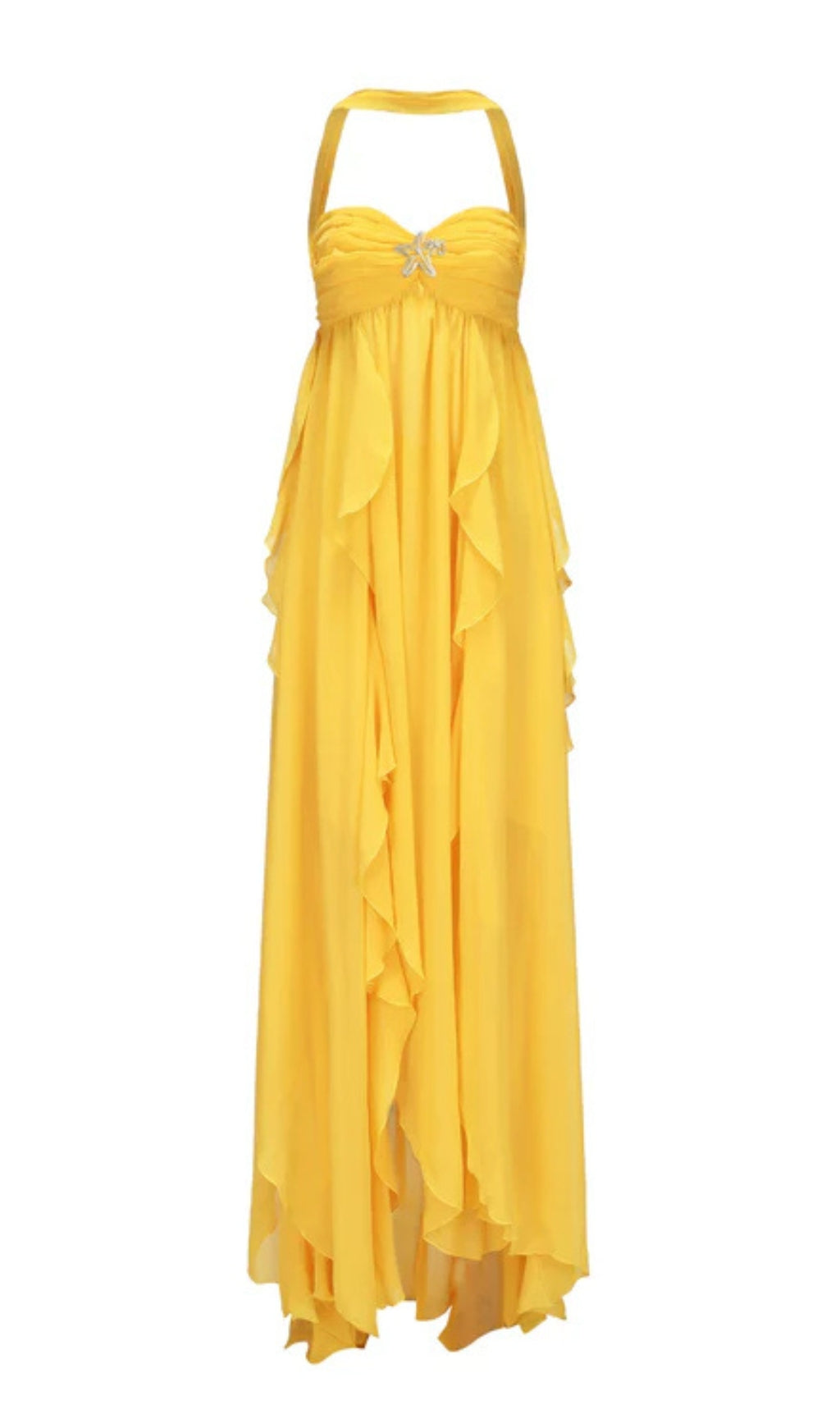 ELEGANT YELLOW STRAPLESS MAXI DRESS