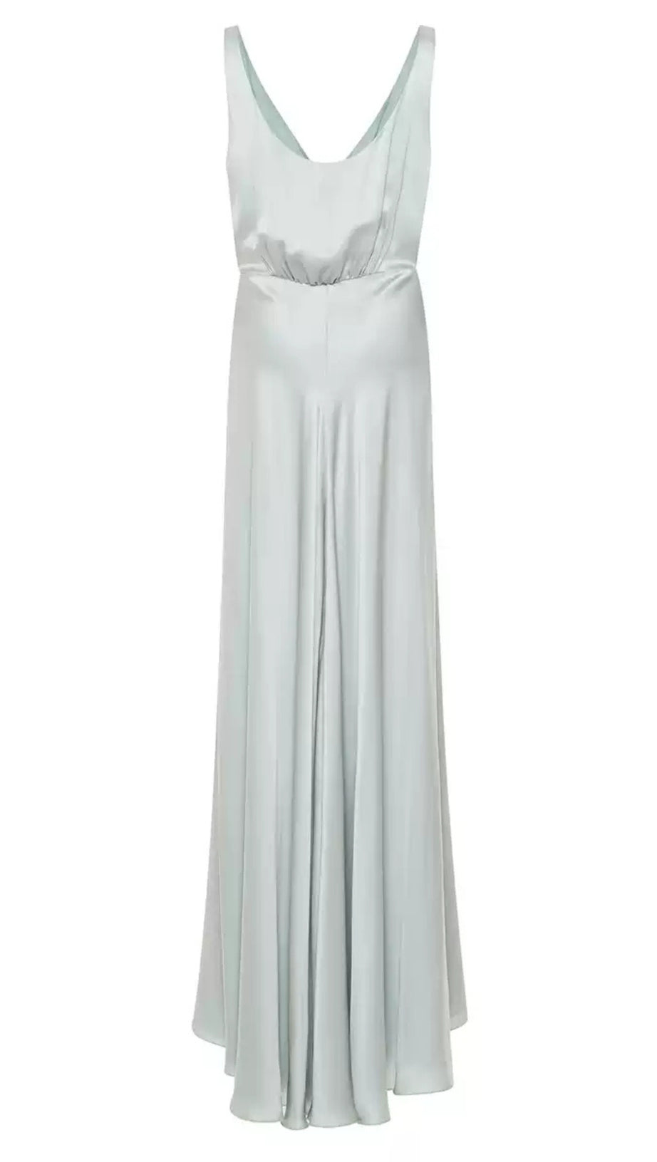 LIGHT GREEN SILK MAXI DRESS WITH BUTTONS AND SLIT