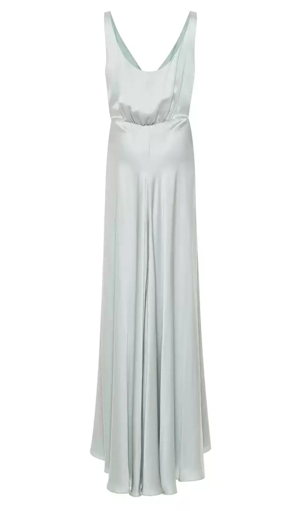 LIGHT GREEN SILK MAXI DRESS WITH BUTTONS AND SLIT