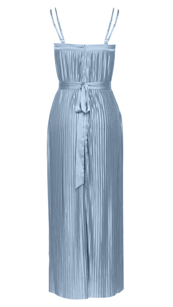 AIIZIE STRAPLESS PLEATED BELTED MAXI DRESS IN LIGHT BLUE - product image