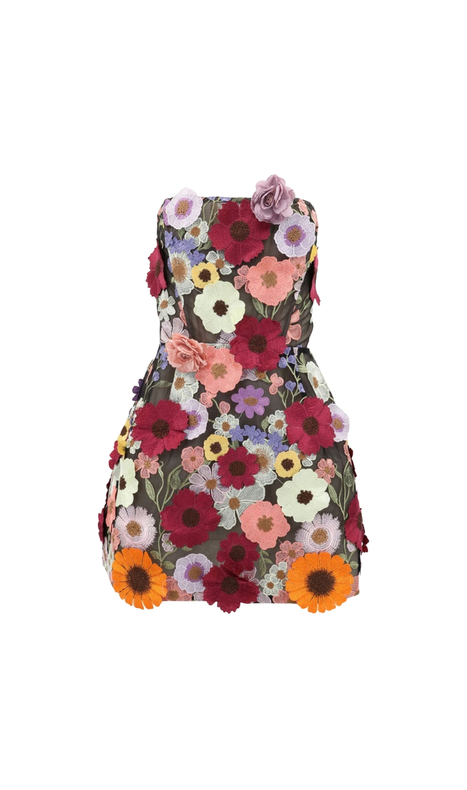 Trägerloses Minikleid mit Blumenmuster
