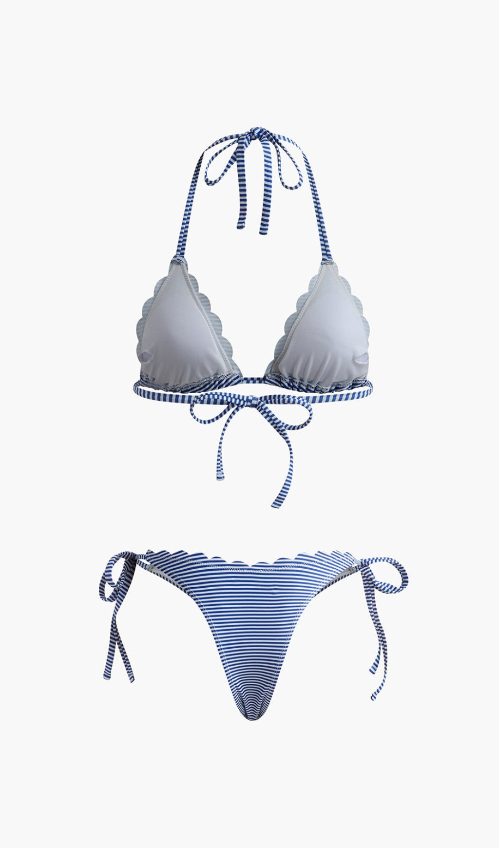 HALTER STRIPED REMOVABLE PADDED BIKINI SET