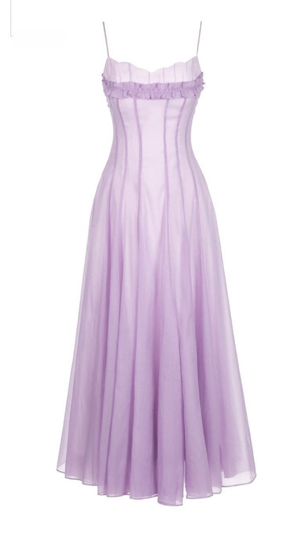 AIIZIE SIMONA CHIFFON CHEST WRAP MAXI DRESS IN PURPLE - product image