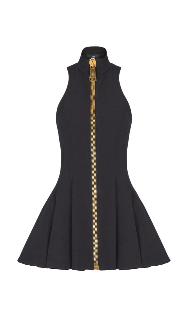 AIIZIE CAROL BLACK HALTERNECK DRESS IN GRAIN DE Poudre WOOL - product image