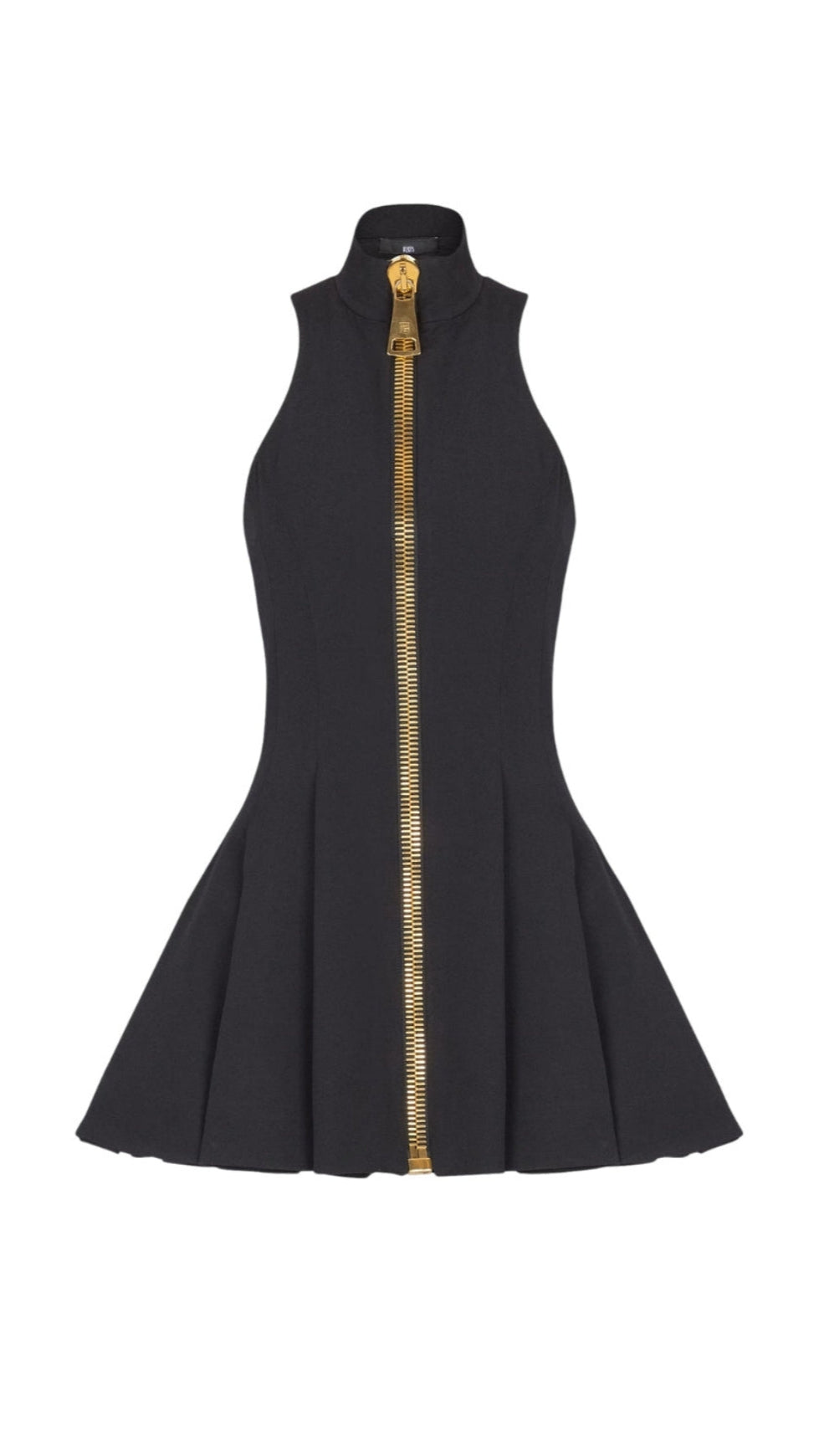 CAROL BLACK HALTERNECK DRESS IN GRAIN DE Poudre WOOL