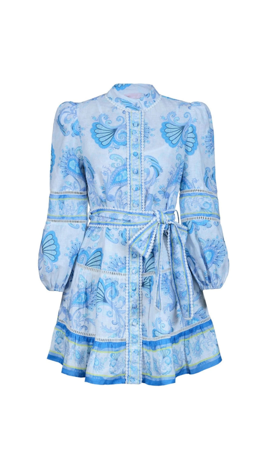 VICKY FLORAL PRINT PUFF SLEEVE MINI DRESS IN BLUE