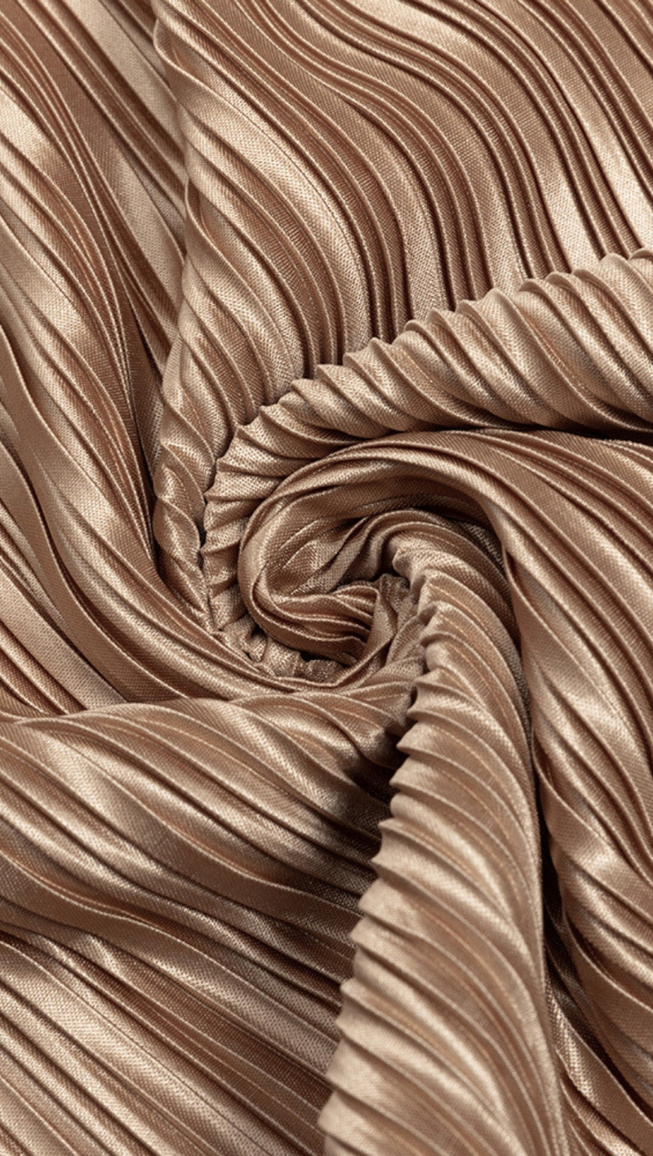 STRAPLESS PLEATED BELTED MAXI DRESS IN CHAMPAGNE