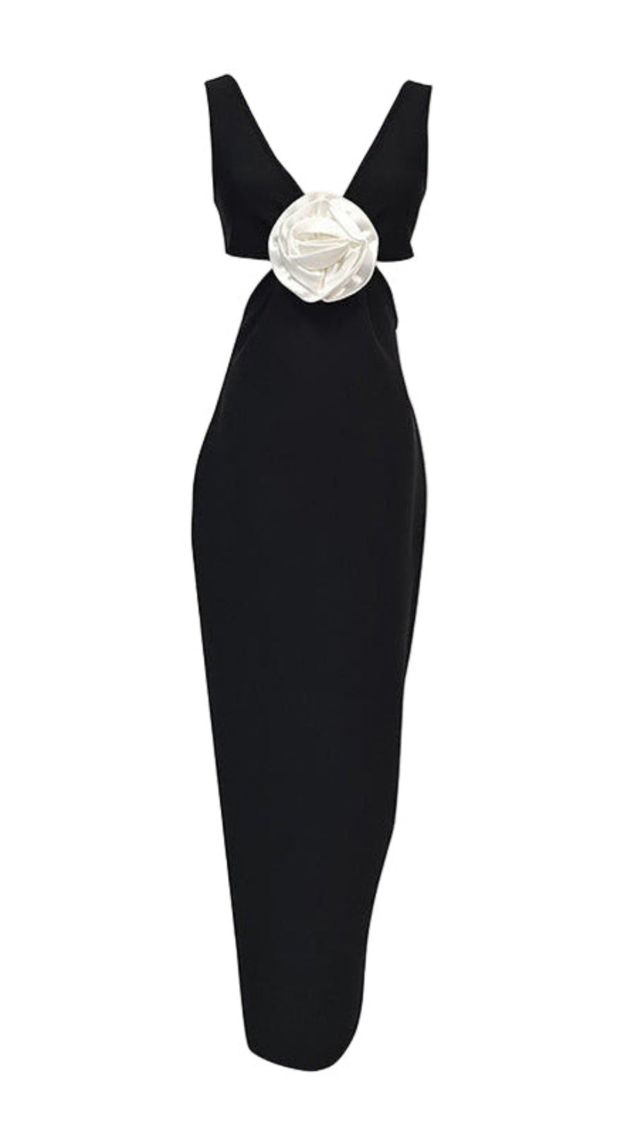 Maxikleid mit V-Ausschnitt und Blumenmuster in Schwarz