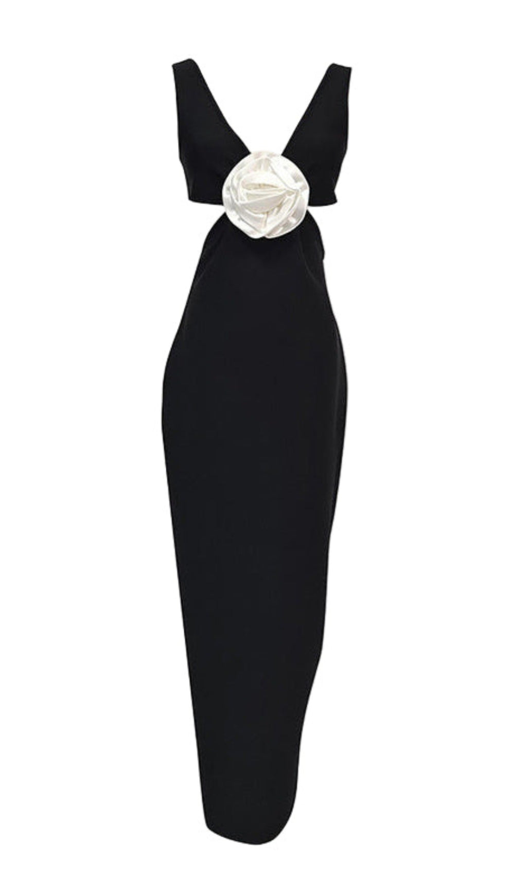 Maxikleid mit V-Ausschnitt und Blumenmuster in Schwarz