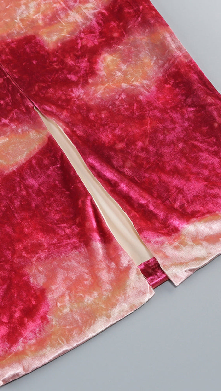 DONNA PINK OFF-SHOULDER PRINT VELVET LONG SLEEVE MIDI DRESS