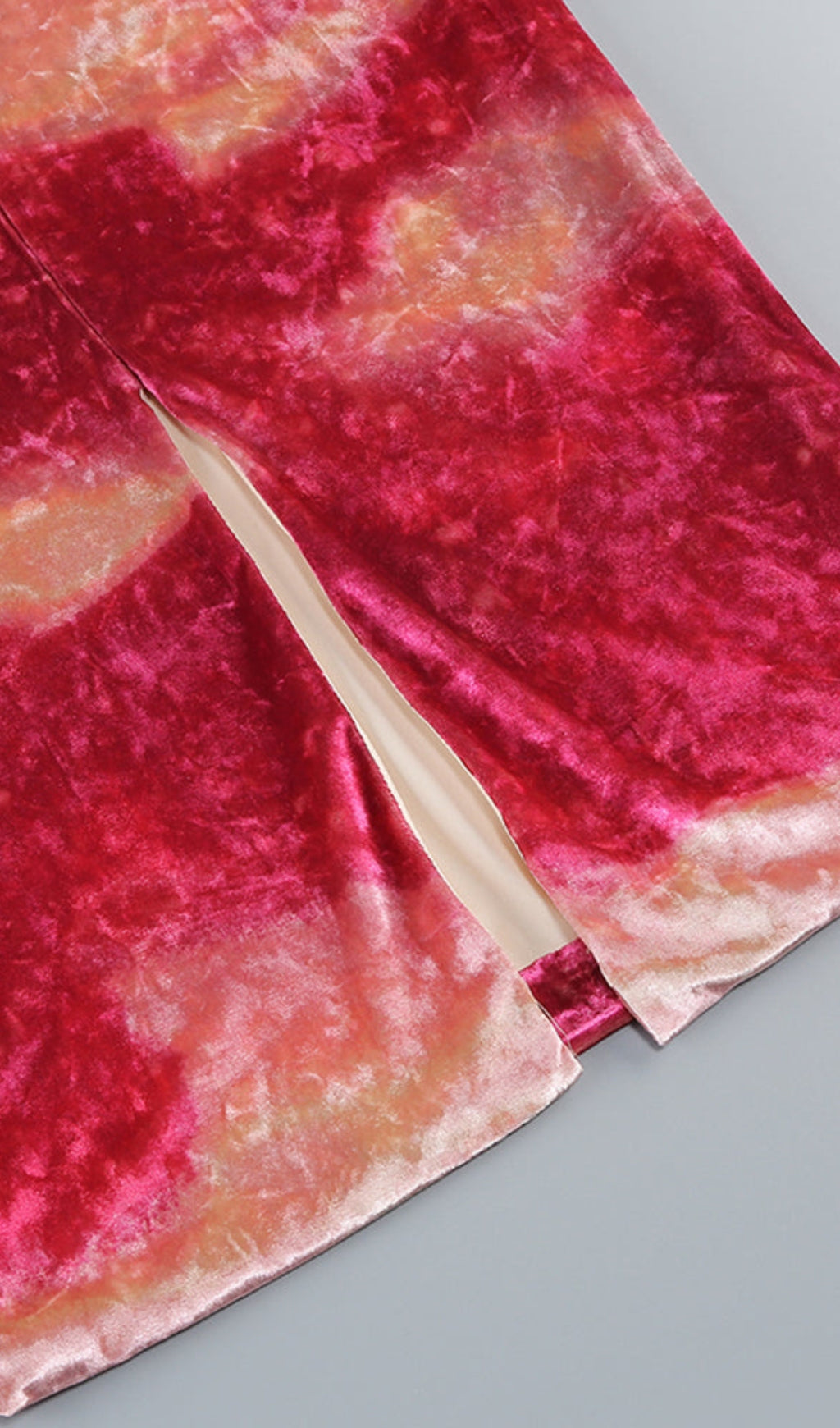 AIIZIE DONNA PINK OFF-SHOULDER PRINT VELVET LONG SLEEVE MIDI DRESS - product image