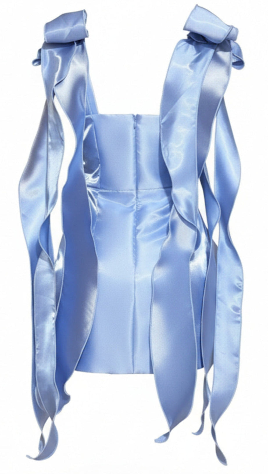 ROYAL BLUE SATIN MINI DRESS WITH BOW SHOULDER STRAPS