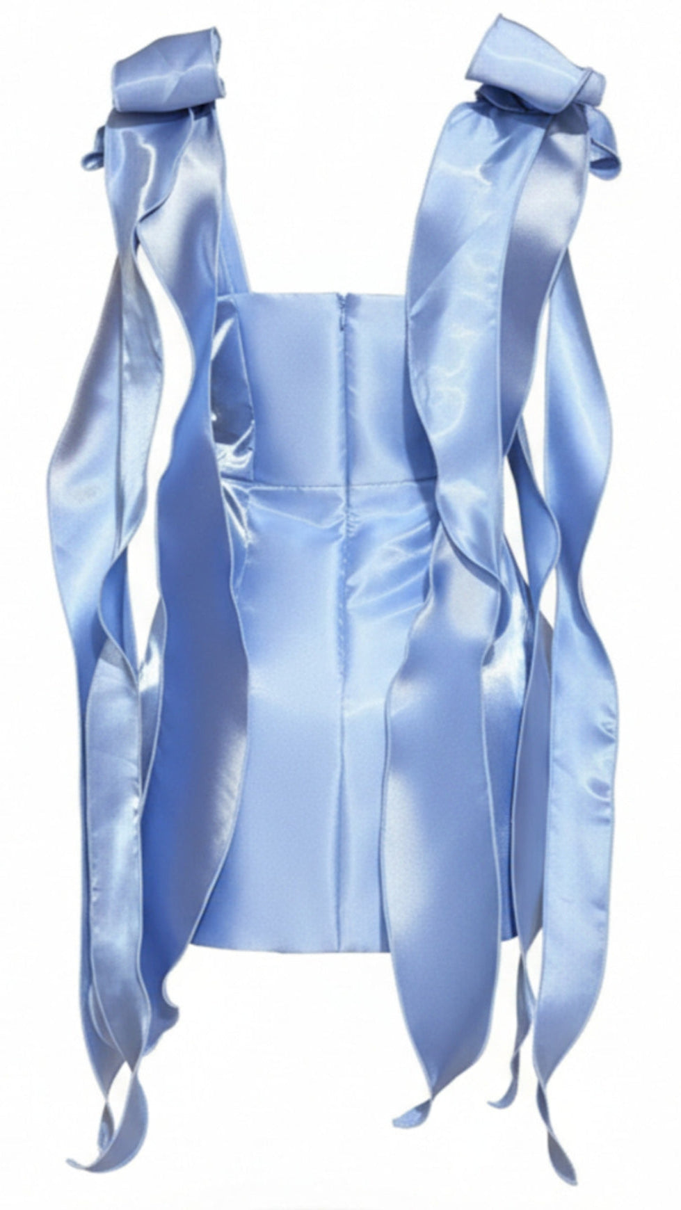 AIIZIE ROYAL BLUE SATIN MINI DRESS WITH BOW SHOULDER STRAPS - product image