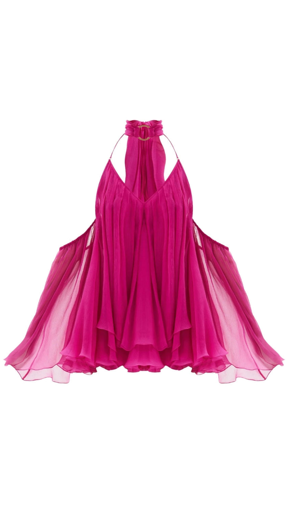 ERICA HALTER NECK LACE-UP BACKLESS MINI DRESS - FUCHSIA