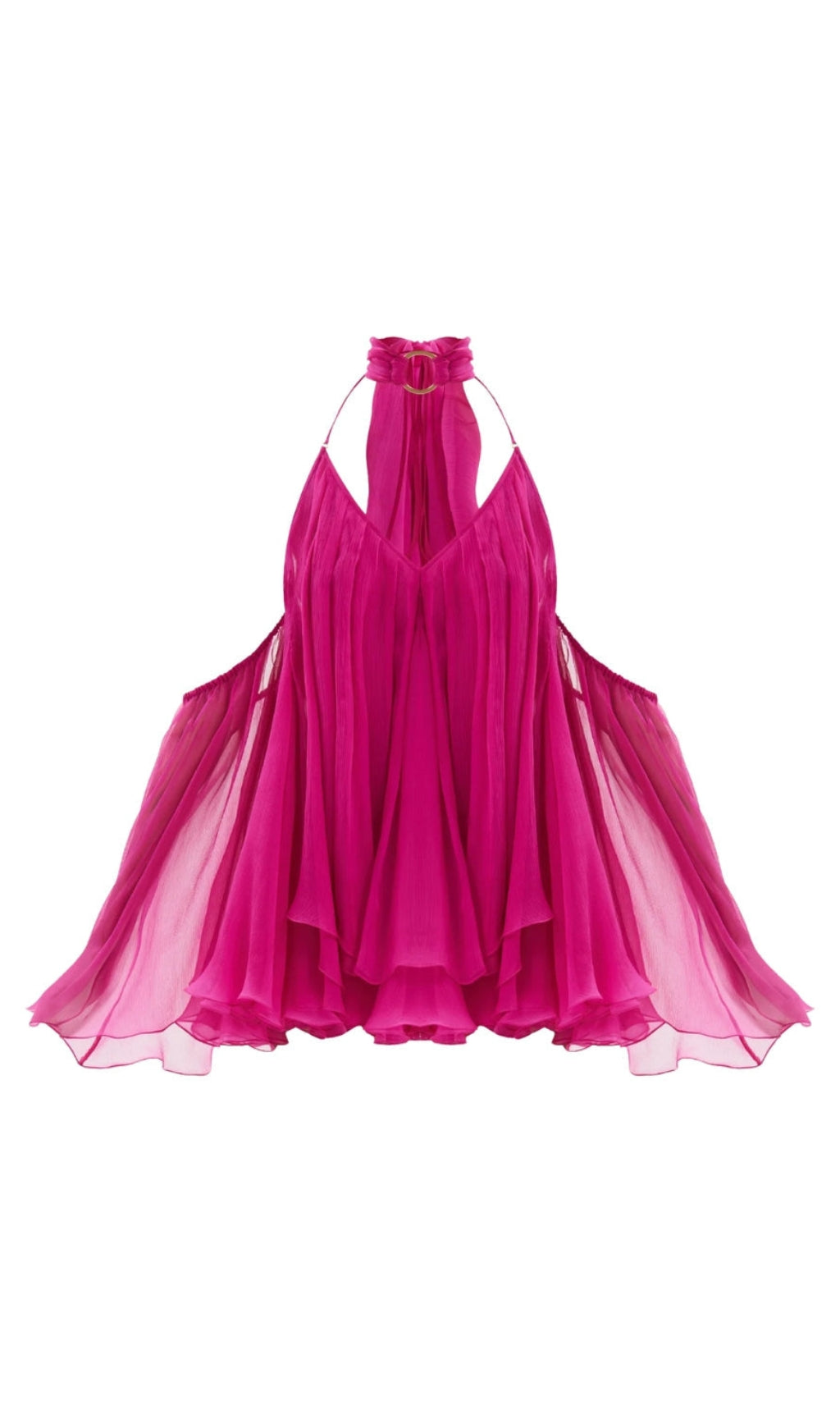 AIIZIE ERICA HALTER NECK LACE-UP BACKLESS MINI DRESS - FUCHSIA - product image