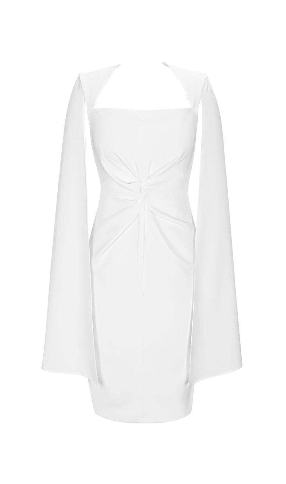 Crepe Twist – Figurbetontes Midikleid in Weiß