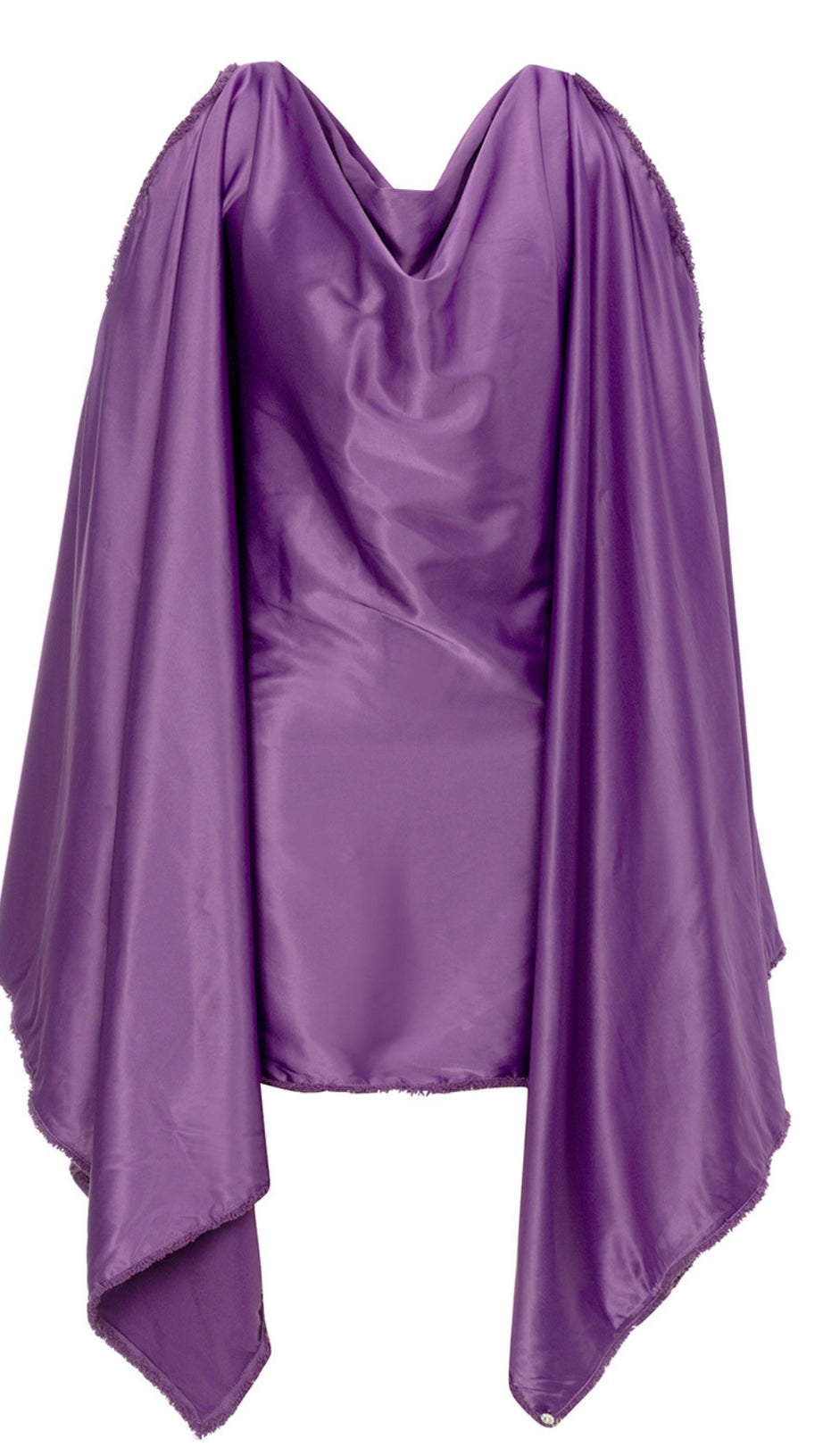 Satin-Minikleid mit Wasserfallausschnitt und Cape-Ärmeln in Lila