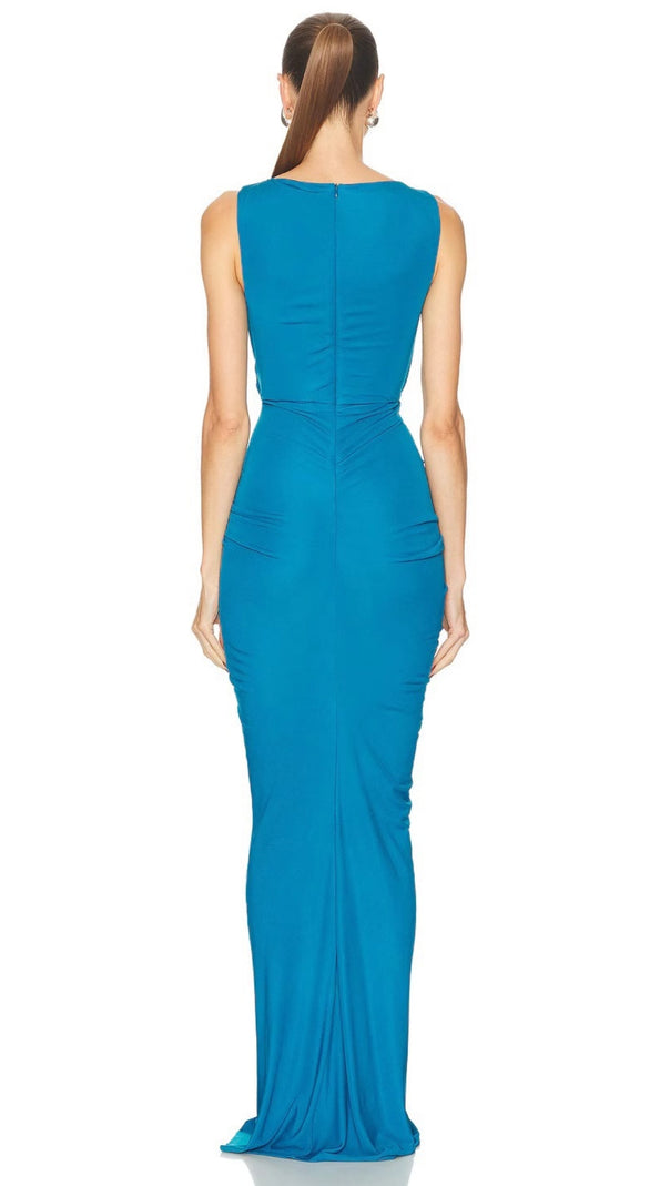 AIIZIE LILY DRAPE DISCONNECT TANK MAXI DRESS IN BLUE - product image