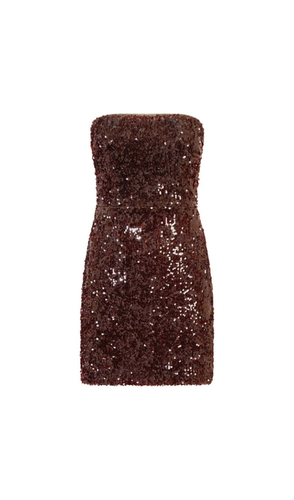 MINI ABITO SENZA SPALLINE CON PAILLETTES IN BORDEAUX