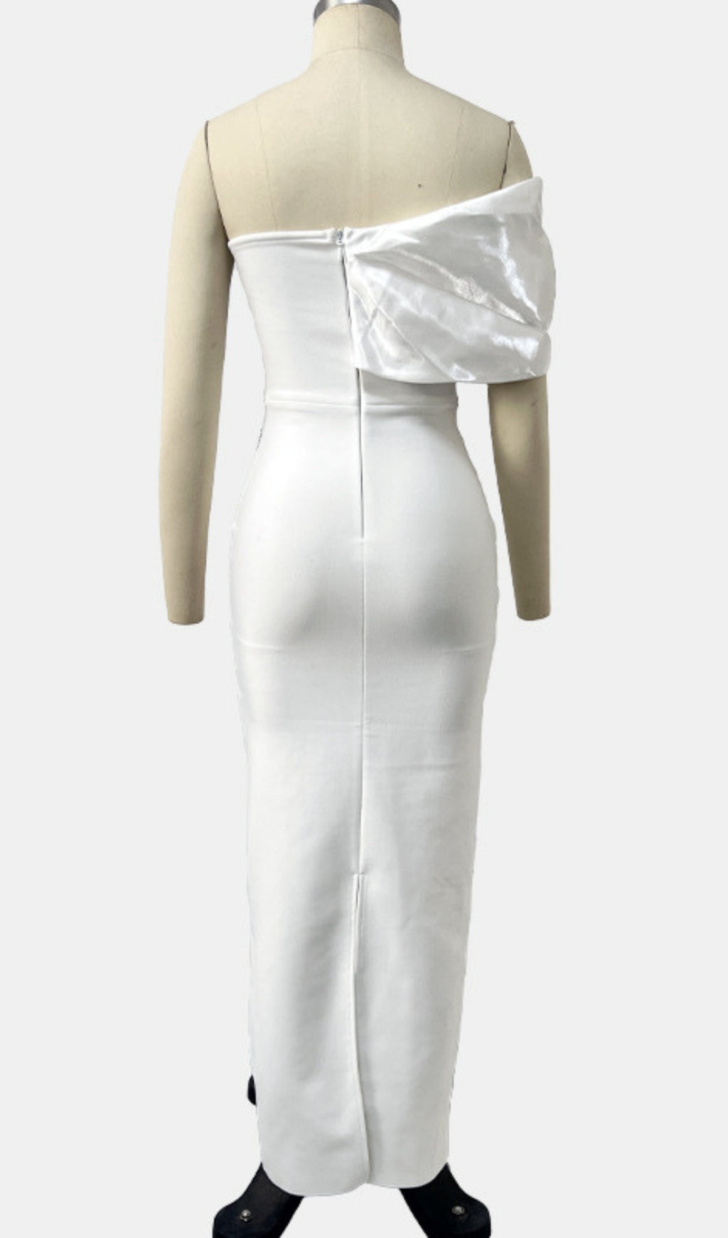 ONE SHOULDER RHINESTONE EMBELLISHED DRAPE GOWN IN WHITE