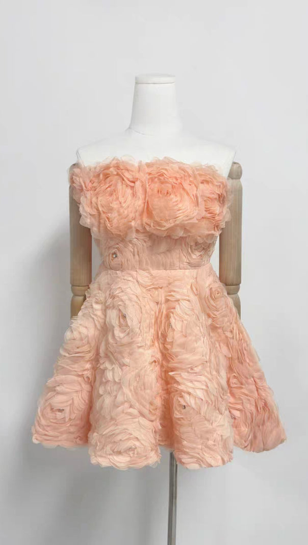 AIIZIE FLOWER RHINESTONE STRAPLESS MINI DRESS IN PINK - product image