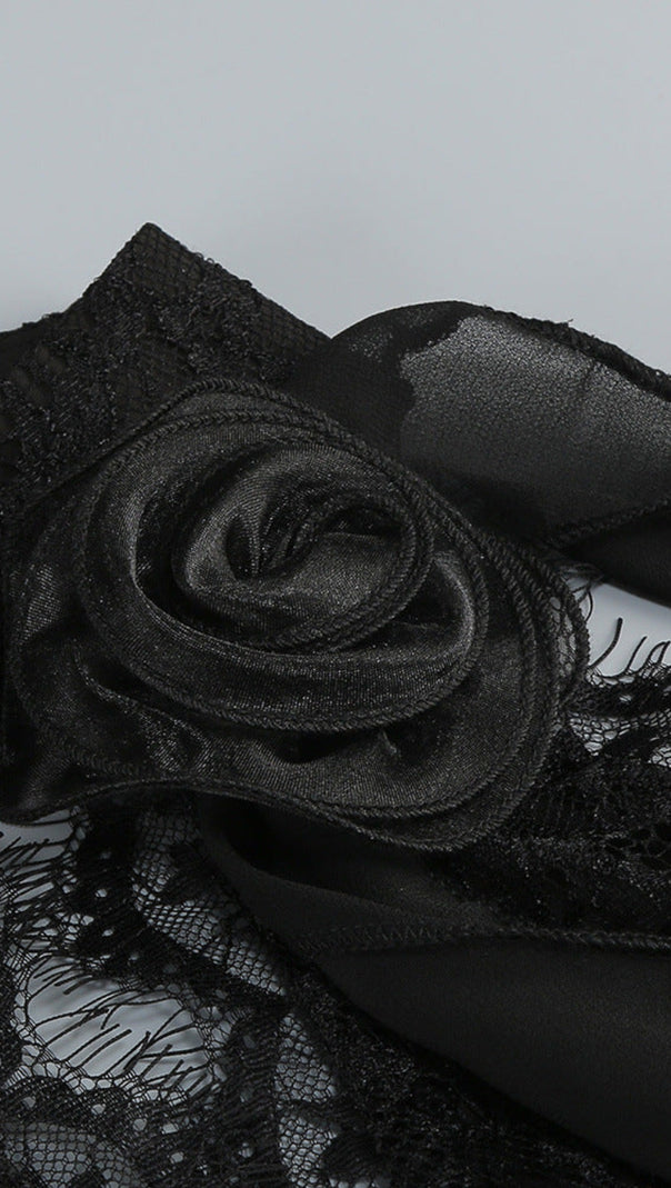 AIIZIE HULDA COTTON LACE HOLLOW MAXI DRESS IN BLACK - product image