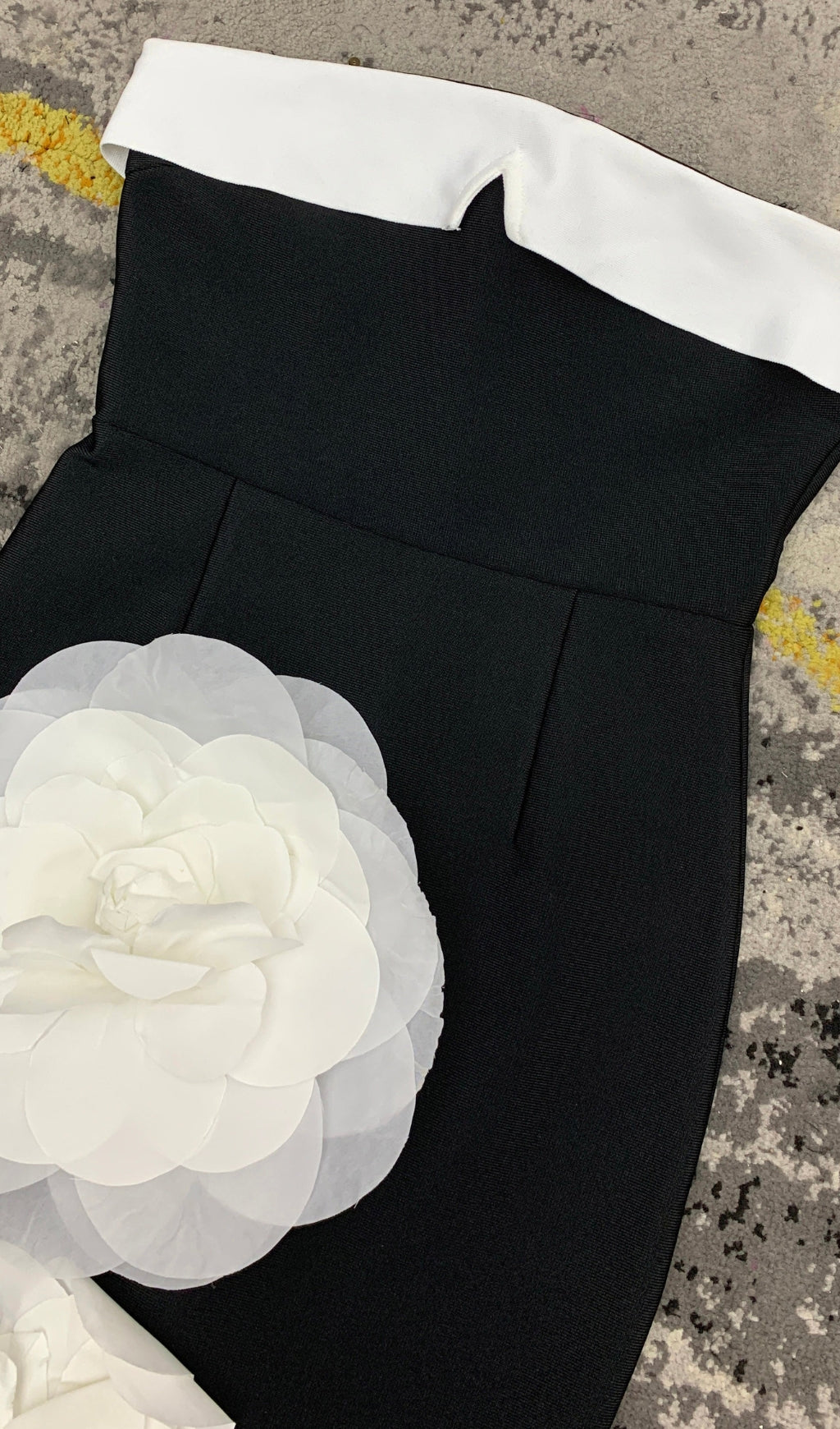 AIIZIE MAKALA 3D FLOWER FISHTAIL MAXI BANDAGE DRESS IN BLACK - product image