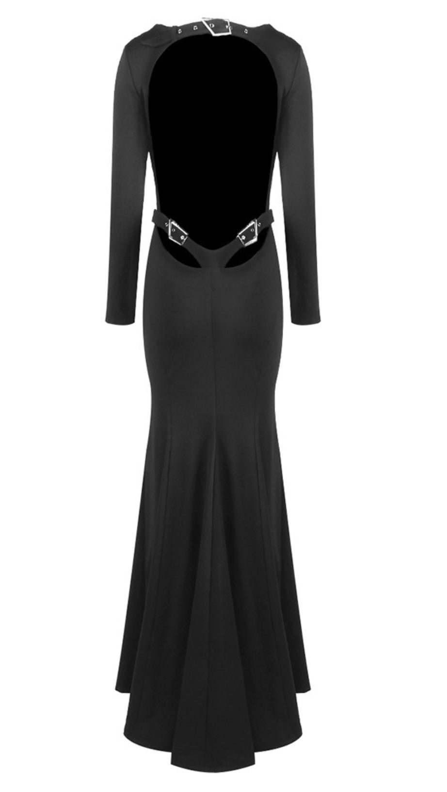 LONG SLEEVE MERMAID MAXI DRESS IN BLACK