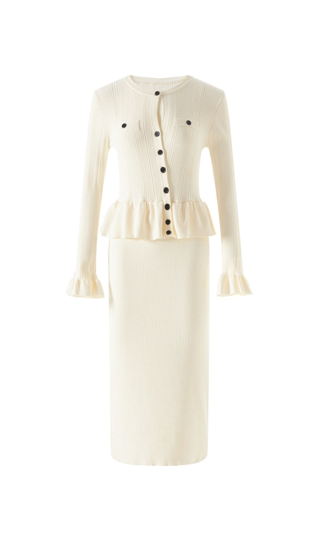 AIIZIE CAROLINE ASYMMETRIC KNIT MIDI DRESS IN BEIGE - product image