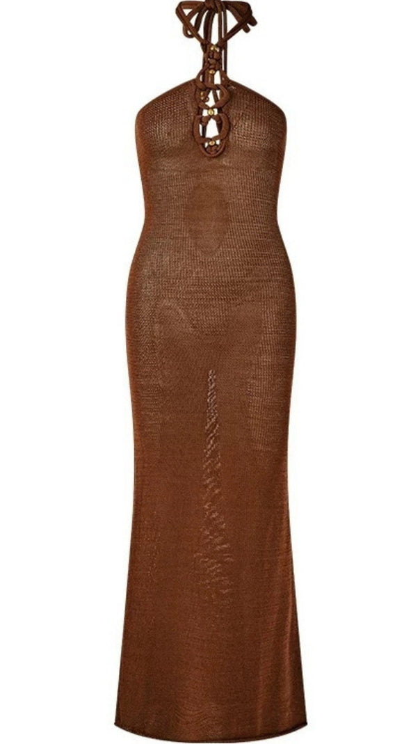 AIIZIE HALTER KNITTED MAXI DRESS - product image