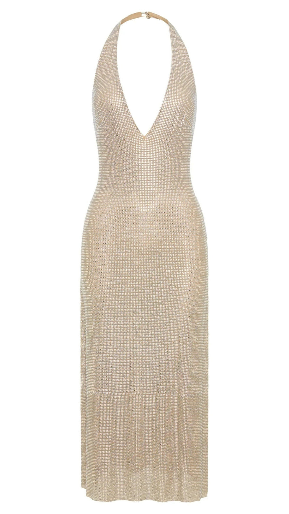 DIAMOND HALTER NECK MIDI DRESS