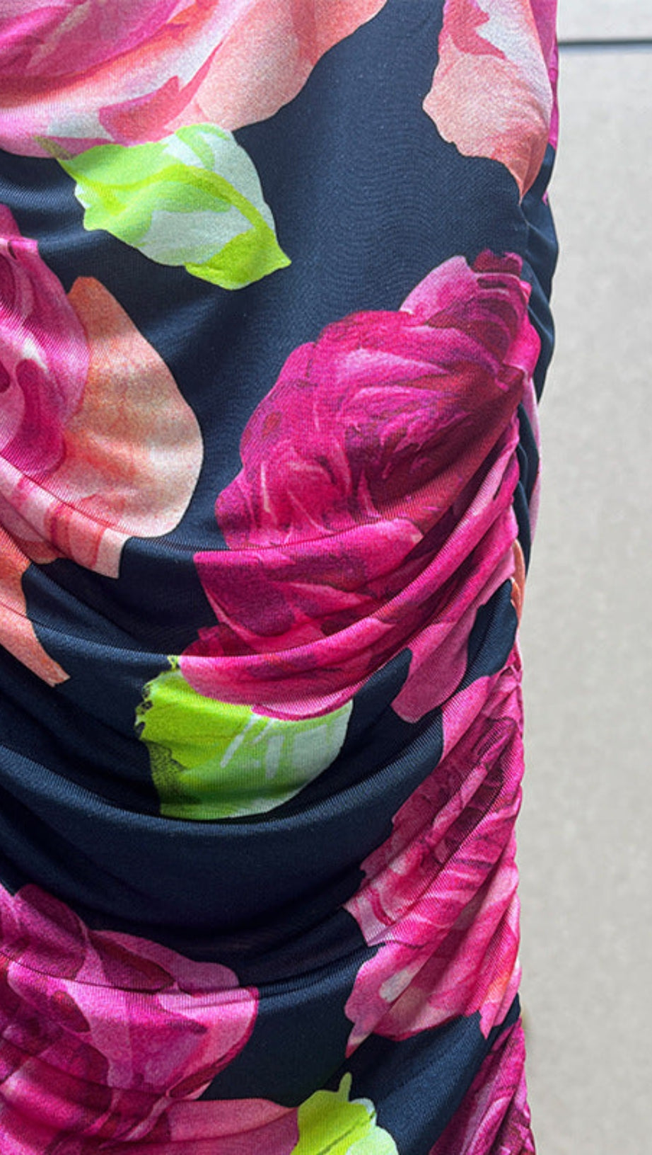 DENISE MINI ABITO FLOREALE CON RUCHES VIOLA