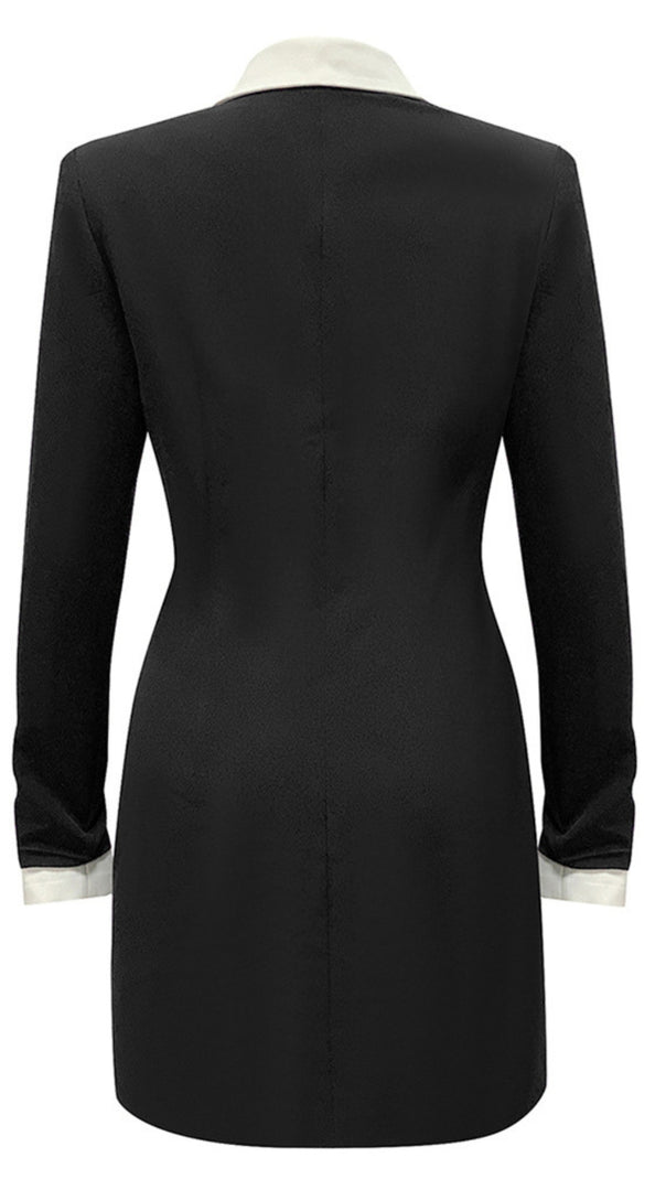 AIIZIE WHITE - TRIM DOUBLE - BREASTED BLAZER DRESS IN BLACK - product image