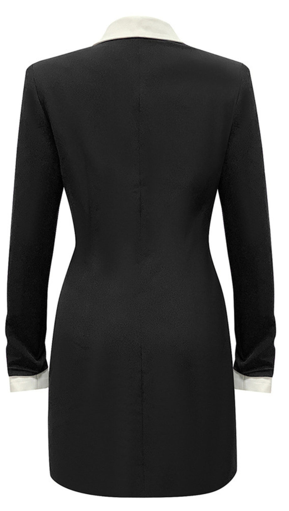 WHITE - TRIM DOUBLE - BREASTED BLAZER DRESS IN BLACK