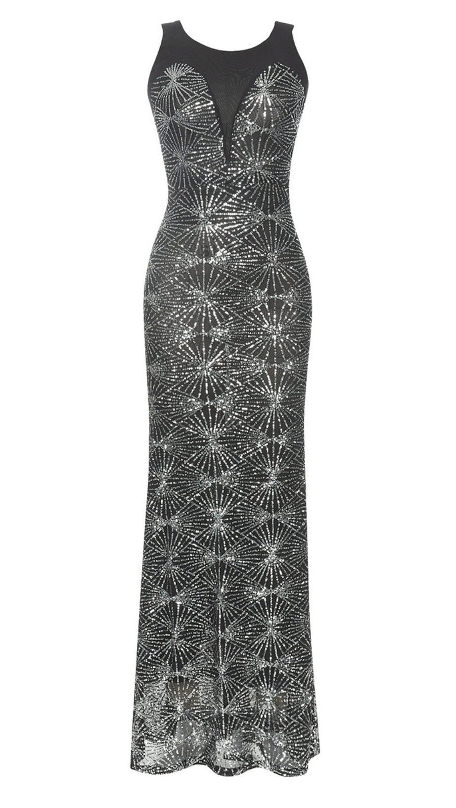 SEQUIN - EMBELLISHED SLEEVELESS MAXI DRESS IN BLACK