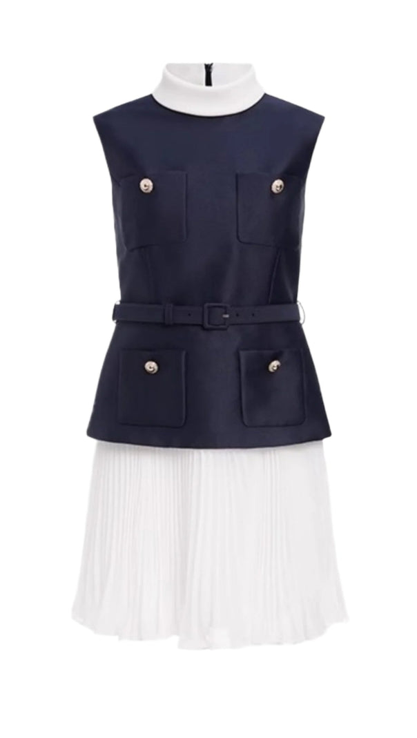 AIIZIE SLEEVELESS BELTED CHIFFON MINI DRESS - product image
