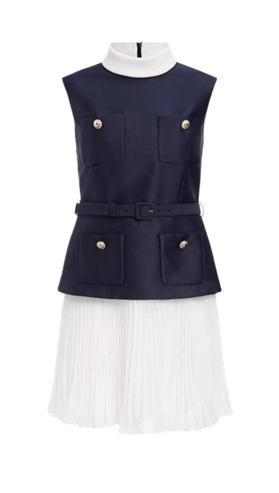 Ärmelloses Chiffon-Minikleid mit Gürtel