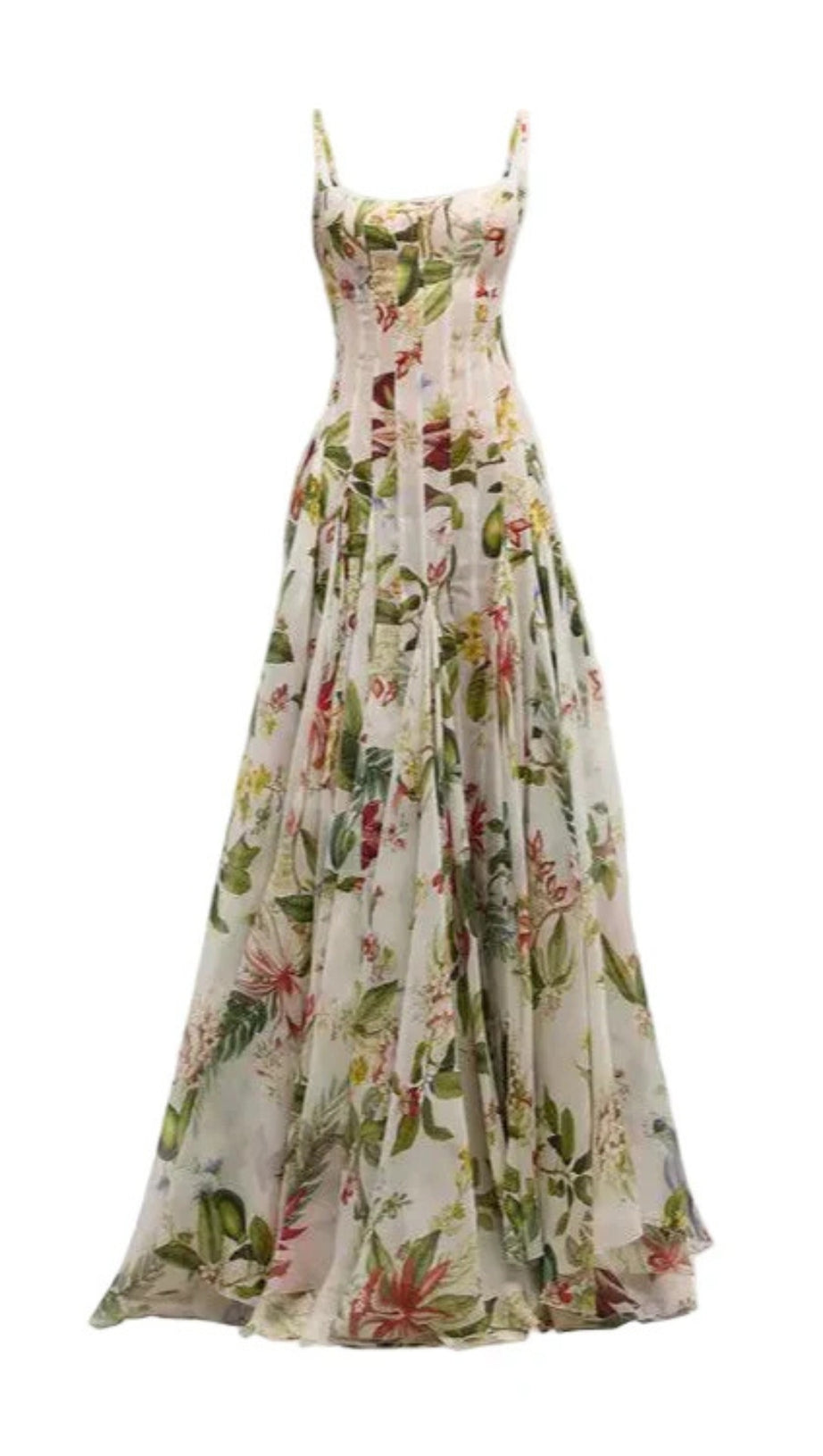 MULTICOLOR FLORAL PRINT FAUNA GAZAR GOWN
