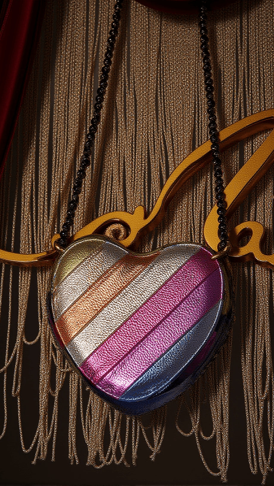 ISKRA METALLIC HEART LEATHER CLUTCH