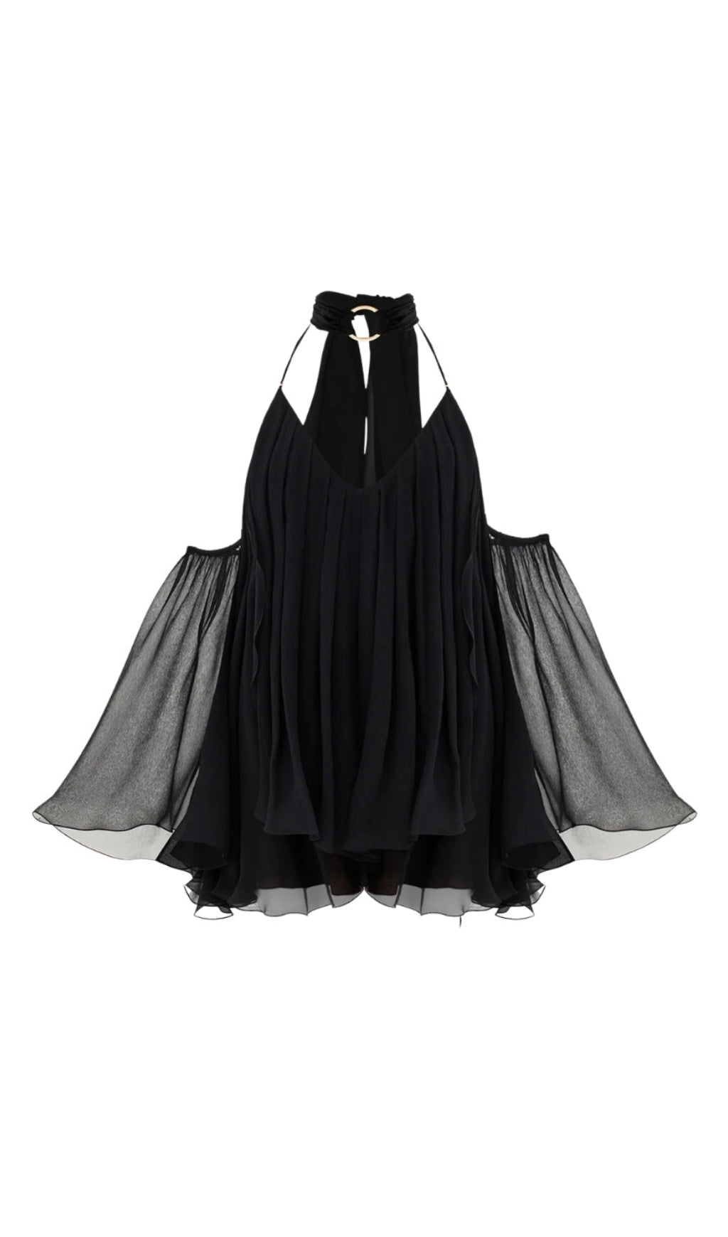 AIIZIE ERICA HALTER NECK LACE-UP BACKLESS MINI DRESS - BLACK - product image
