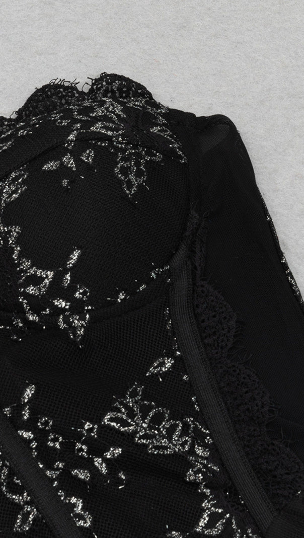 AIIZIE LACE STRAPLESS SIDE - SLIT MERMAID GOWN IN BLACK - product image
