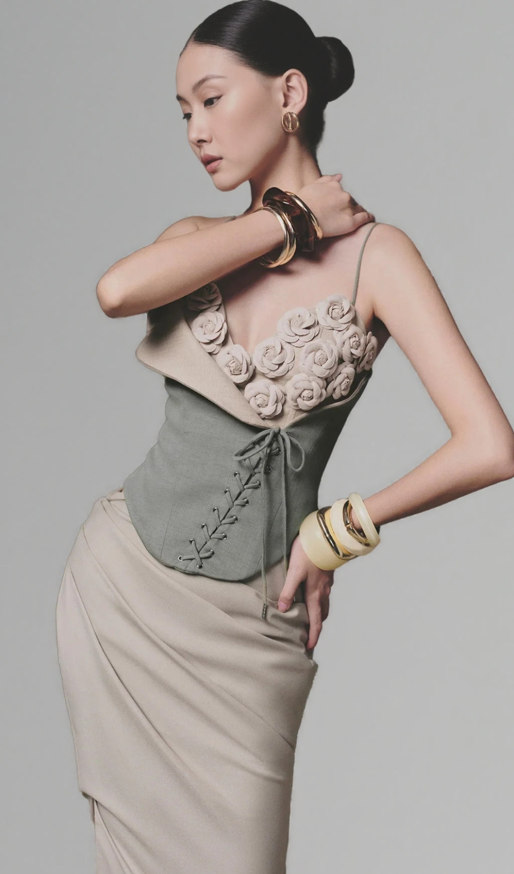 AIIZIE EMILY BLUE MINT CAMELLIA CORSET TOP - product image