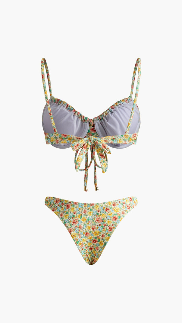 AIIZIE FLORAL PATTERNED FRONT TIE BIKINI SET - product image