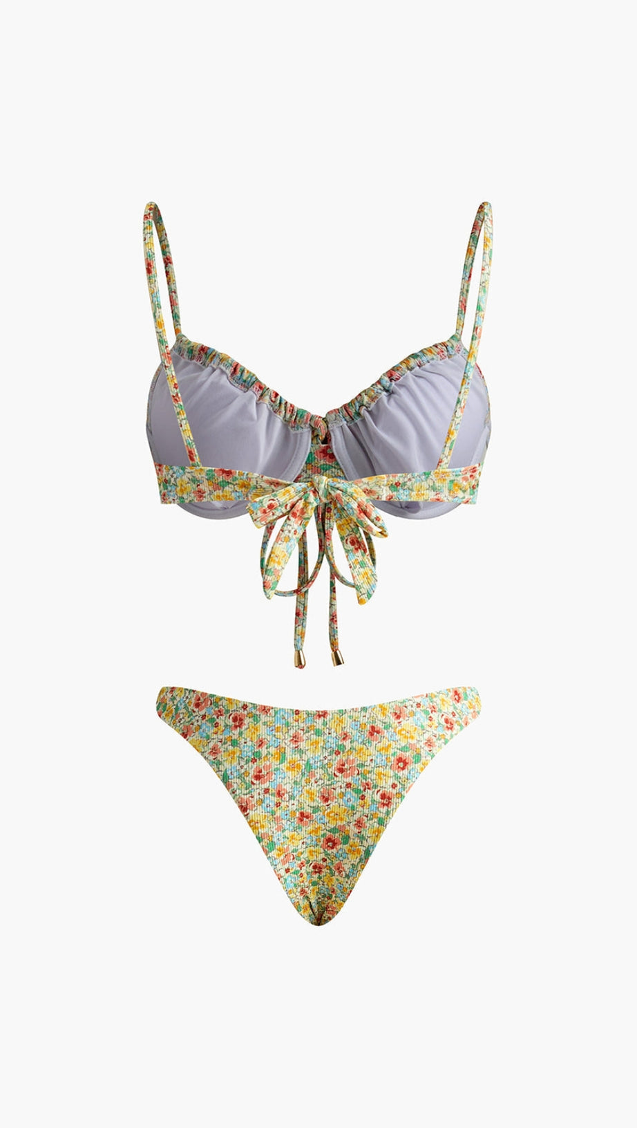 BIKINI CON LACCI ANTERIORI A FANTASIA FLOREALE