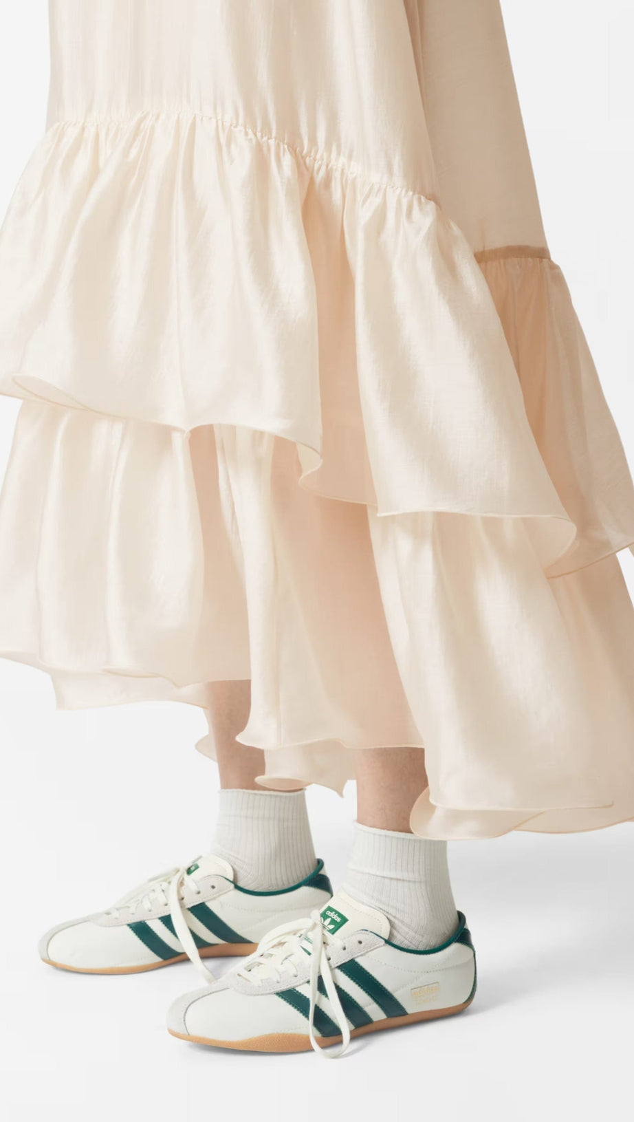 HEDWIG OFF-SHOULDER FLORAL PRINTED RUFFLE MAXI DRESS IN BEIGE