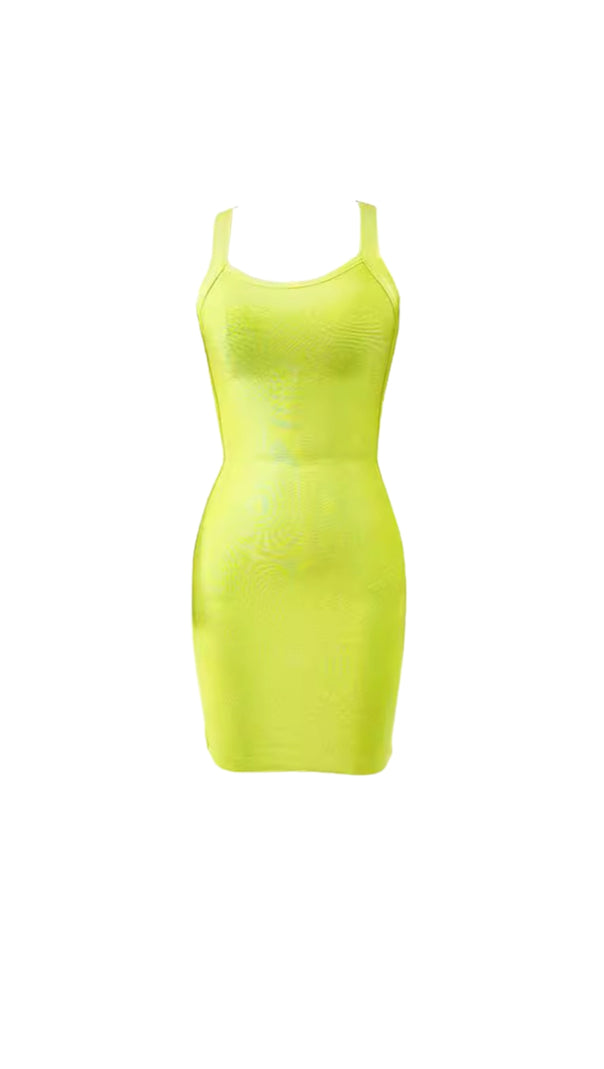 AIIZIE YELLOW-GREEN TIGHT BANDAGE MINI DRESS - product image