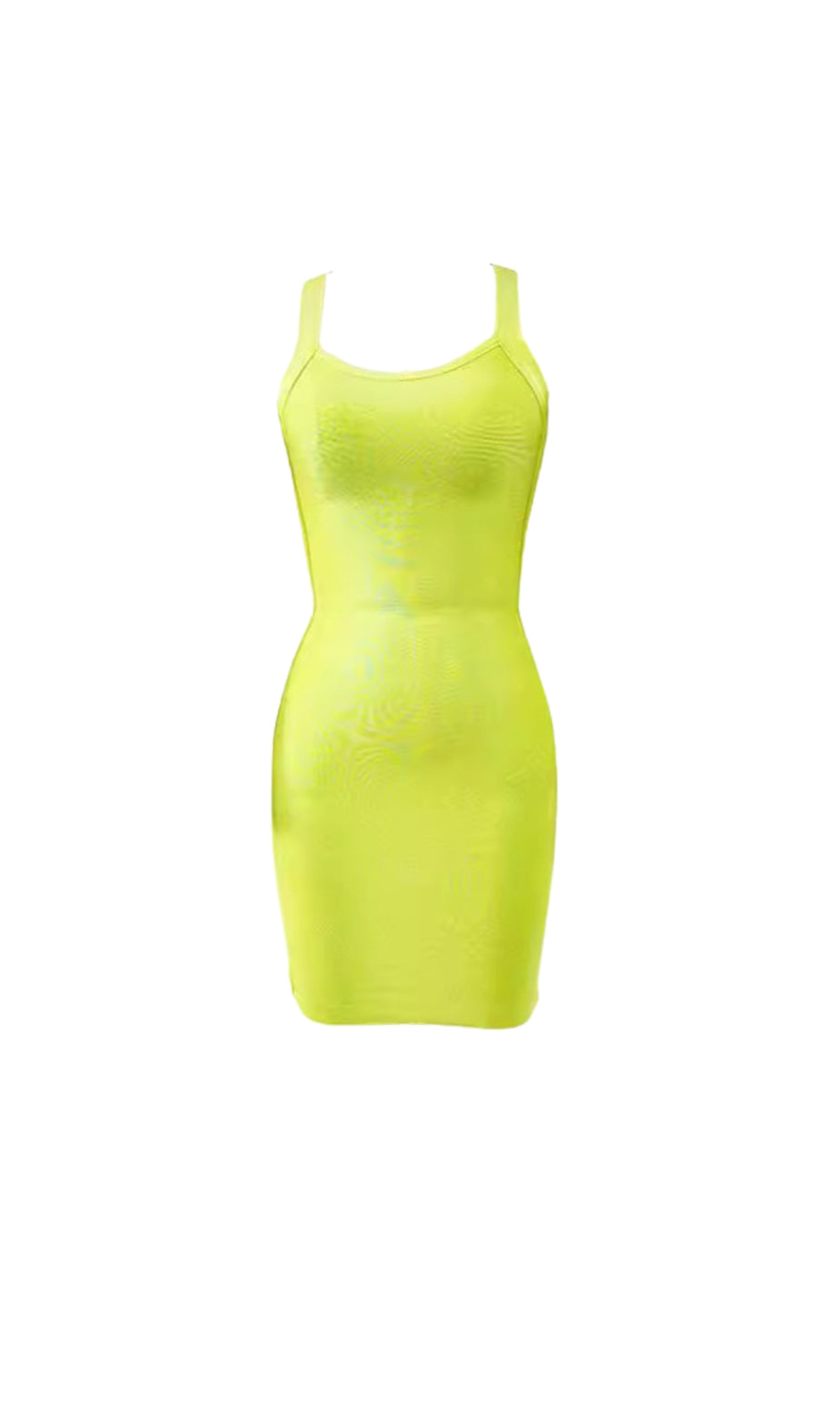 MINI ABITO STRETTO GIALLO-VERDE CON BENDAGGI