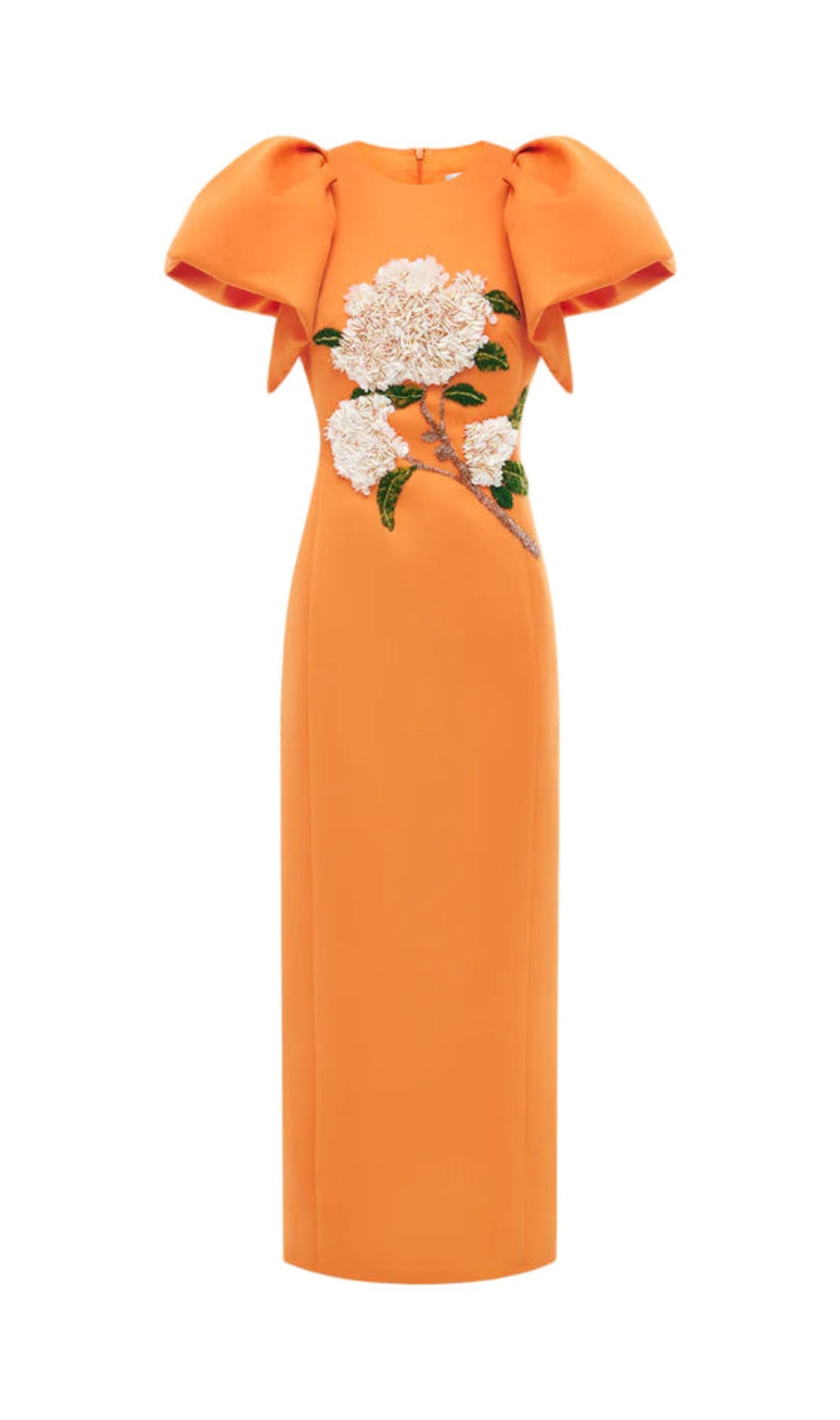 edwina Embellished Maxi Dress Hydrangea Print in Tangerine