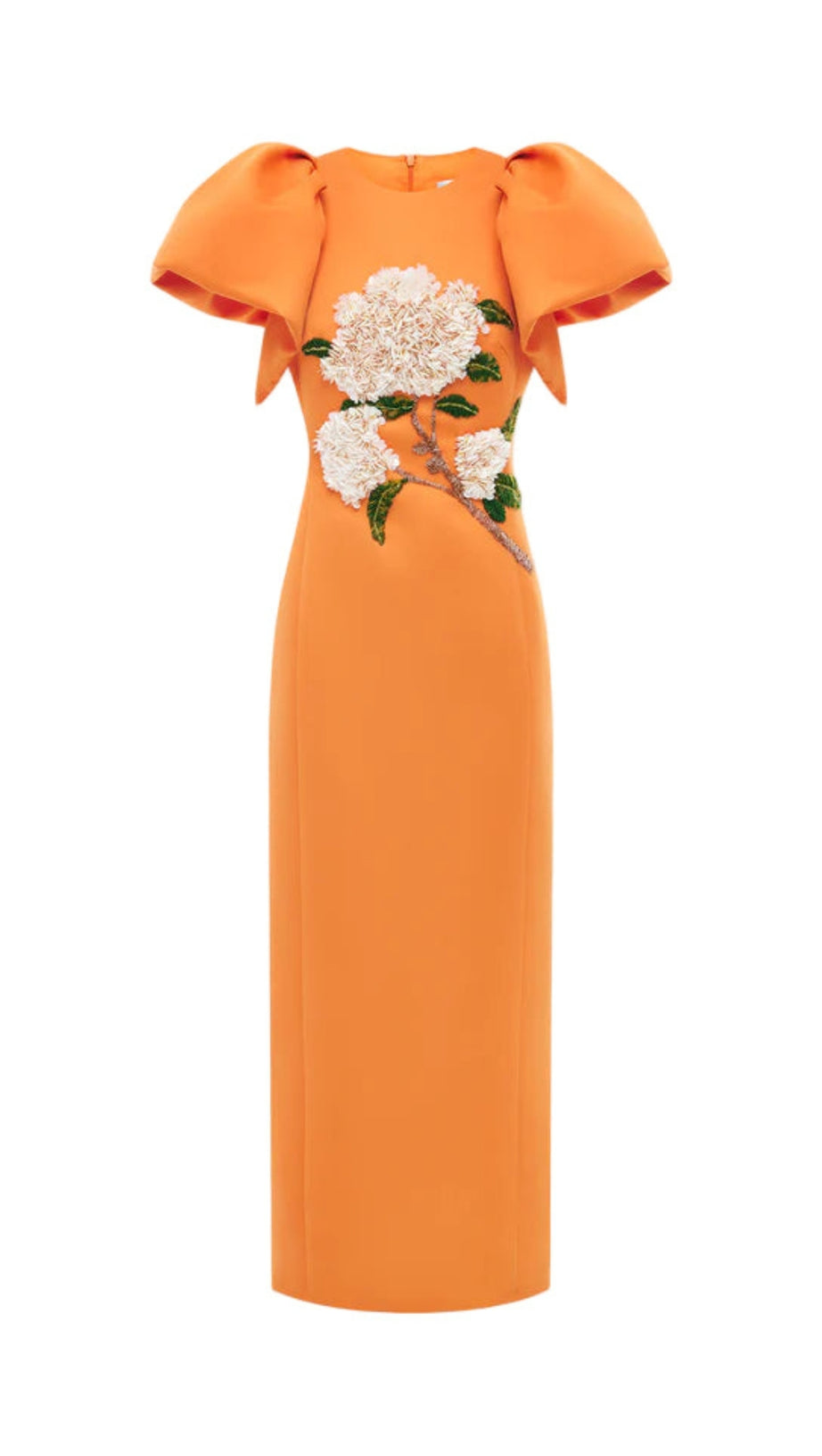 EDWINA EMBELLISHED MAXI DRESS HYDRANGEA PRINT IN TANGERINE